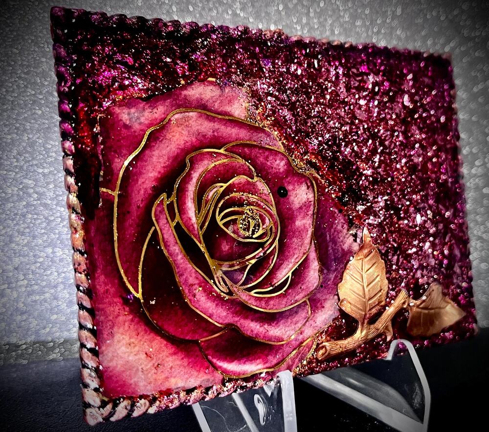 Handcrafted Rose & Leaf Western Buckle | 3.5x3” D-Ring